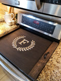 Oven Cover- Noodle board - Custom built, stained and custom carved
