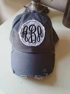 Distressed Grey Hat with Light Grey Patch - Personalized