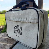 Cosmetic Bag- Linen - Double zipper inside