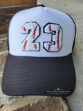 Sports Number Patch Hat Black & White - Chenille Patches