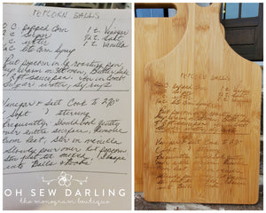 Custom Handwriting Bamboo Cutting Board