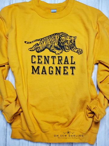Vintage Central Magnet Crewneck Sweatshirt in Gold